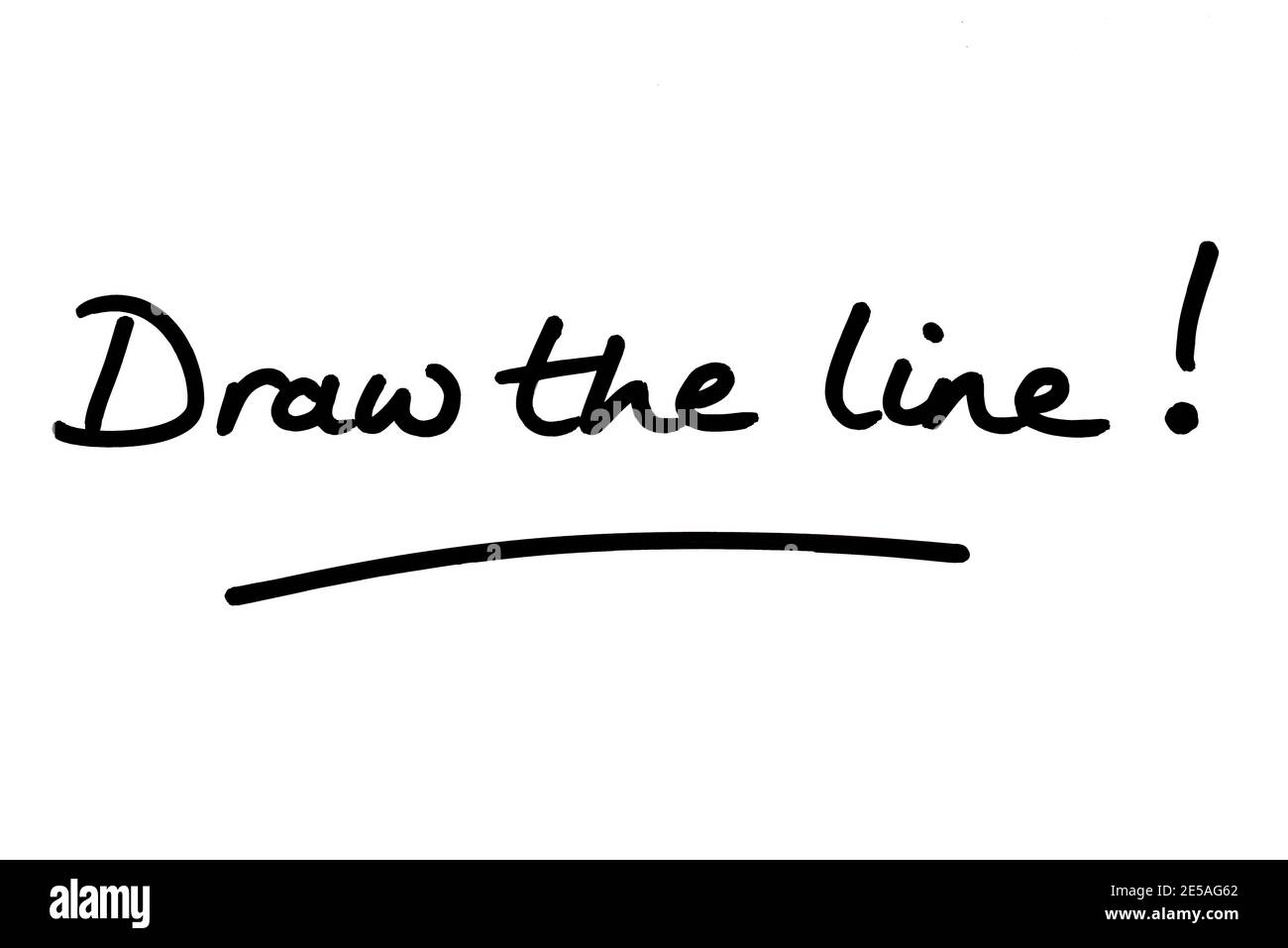 Draw the Line! handwritten on a white background Stock Photo - Alamy