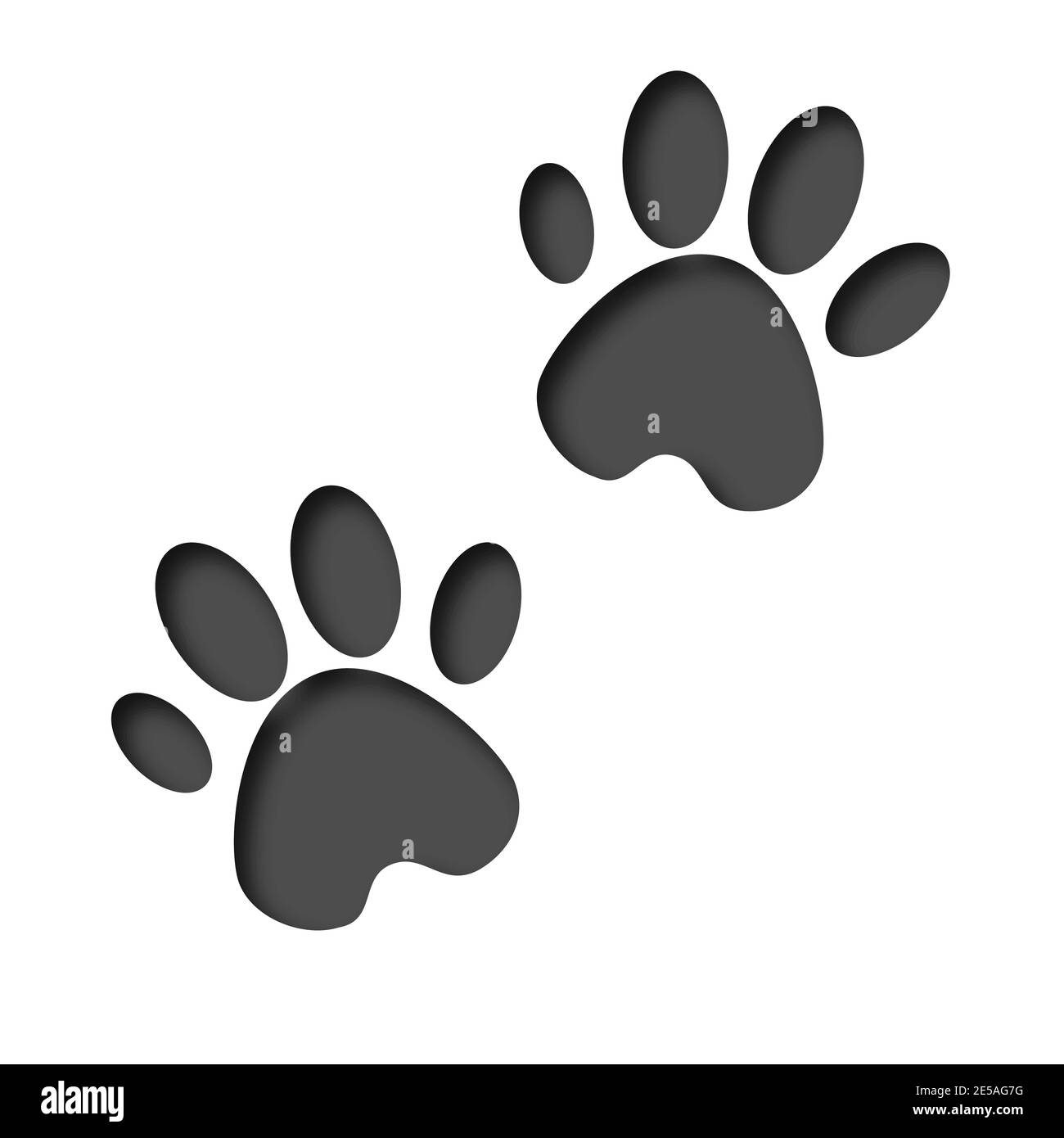 3D illustration. Animals footprint. Footprint dog or cat in flat design. Pow print animals Stock Vector