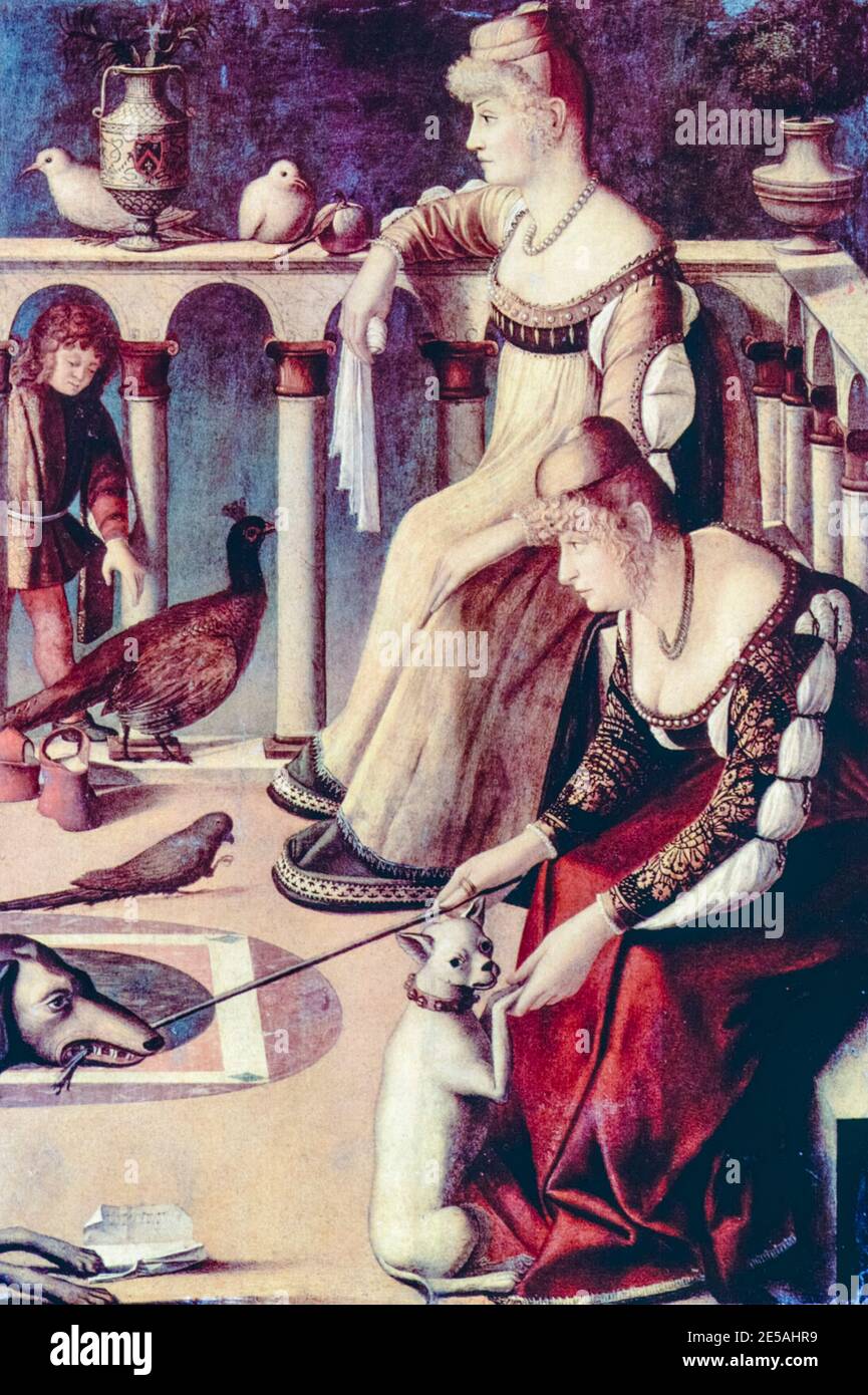 Vittore Carpaccio, Two Venetian Ladies, painting, circa 1490 Stock Photo