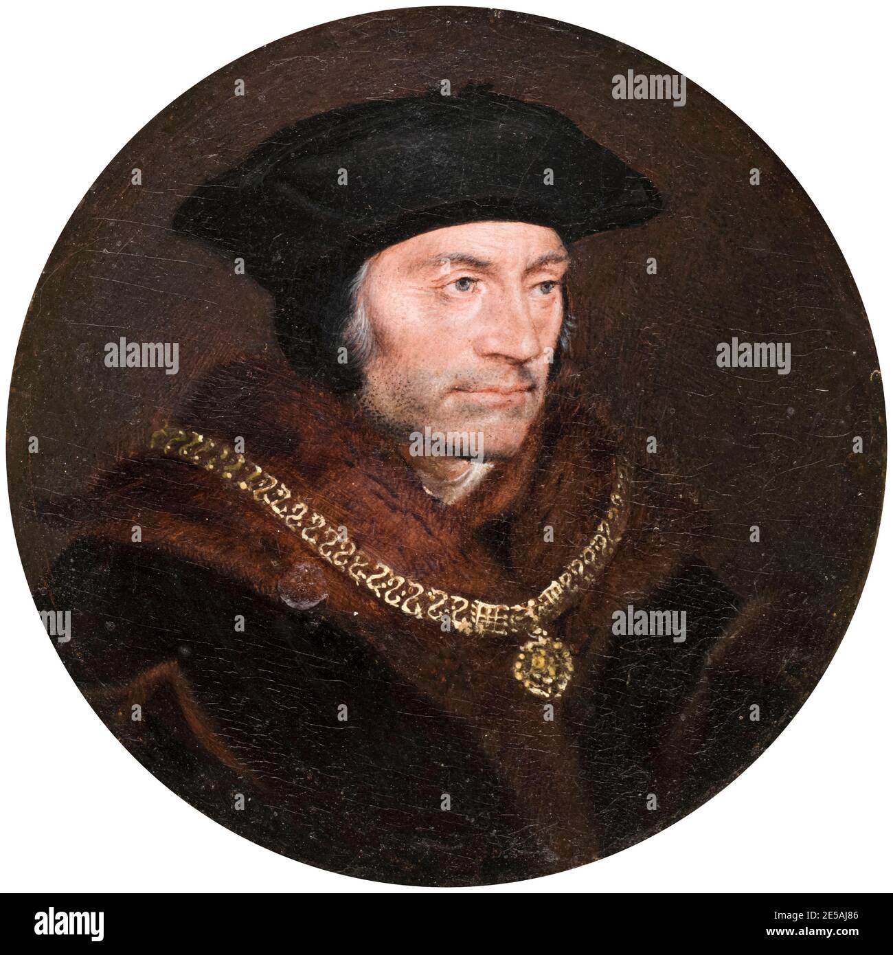 Sir Thomas More (1478-1535), Lord High Chancellor of England under King Henry VIII, portrait painting by a follower of Hans Holbein the Younger, 1600-1699 Stock Photo