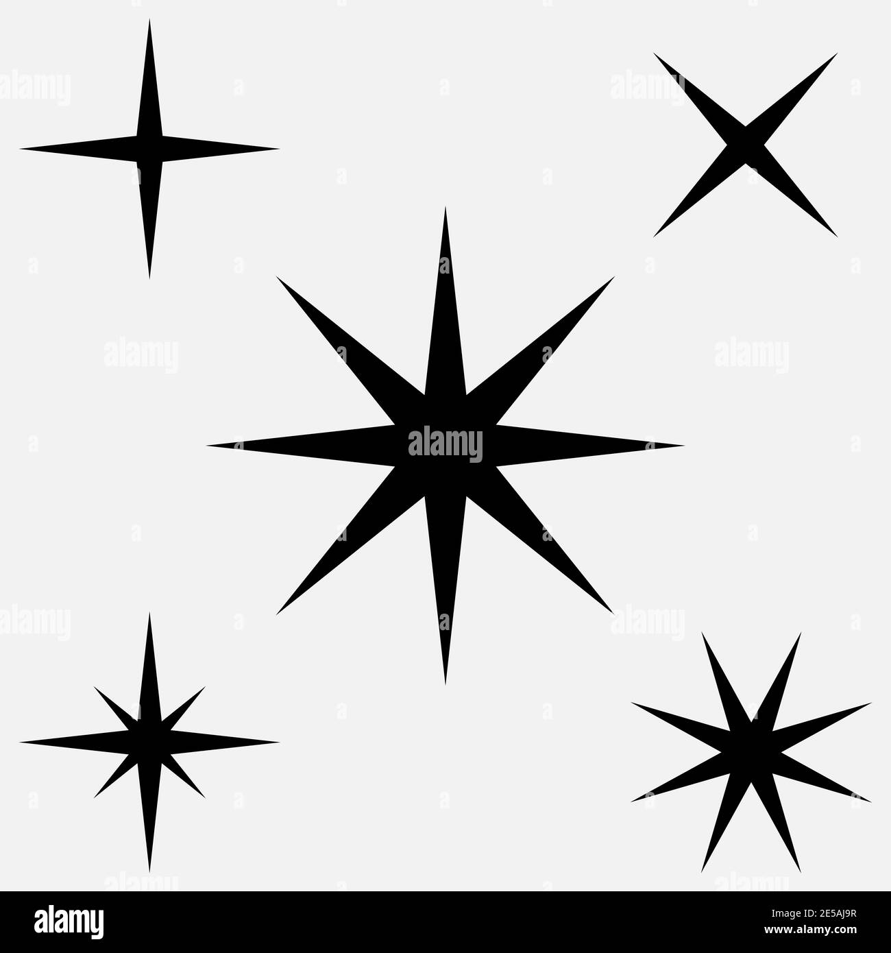 Star - vector icon. Five black Stars. Set of black stars. Eps10 Stock