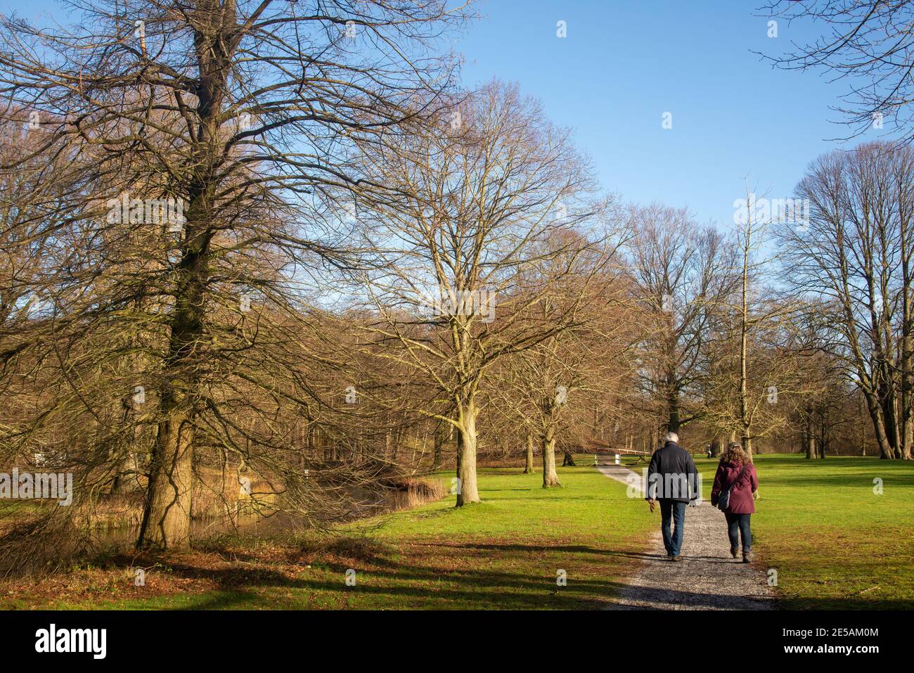 people walking through Clingendael park in Holland Stock Photo
