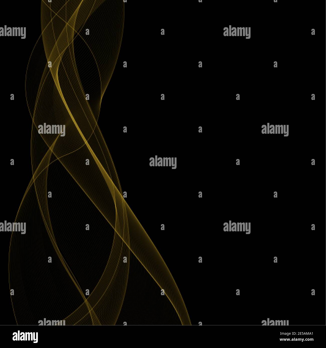 Gold wave on black background - design element. Vector abstract background Stock Vector