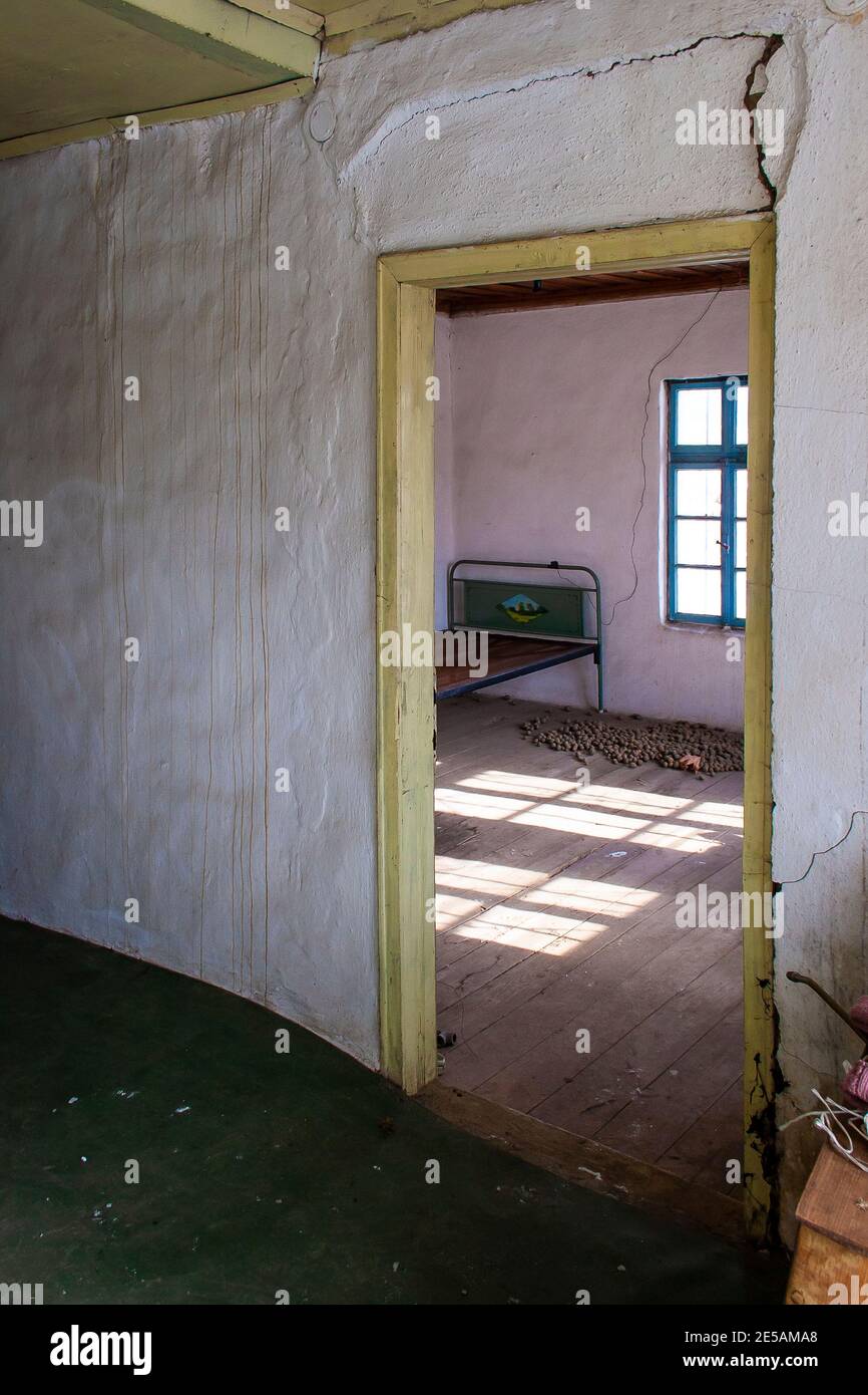 Old abandoned Bulgarian village house Stock Photo