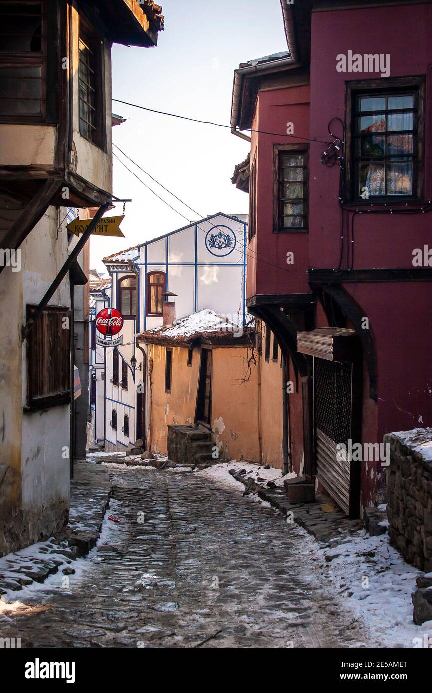 Classic examples of revival houses in the UNESCO world heritage site of the old town in Plovdiv Stock Photo