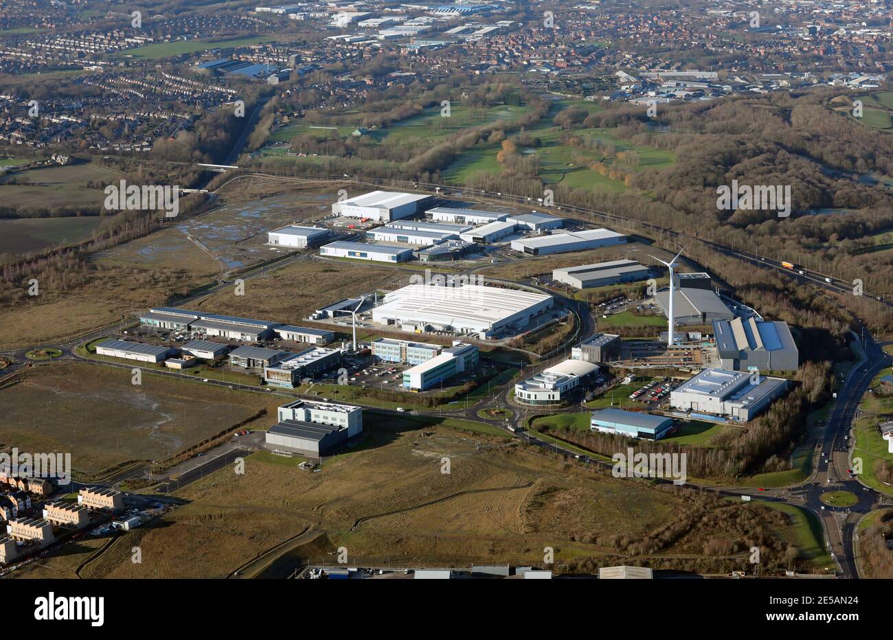 aerial view of the A M P Technology Centre or Advanced Manufacturing Park, near Rotherham, South Yorkshire Stock Photo