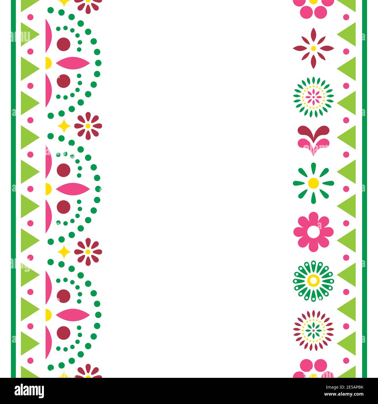 Mexican happy vector greeting card or invitation design, colorful pattern with flowers and geometric shapes Stock Vector