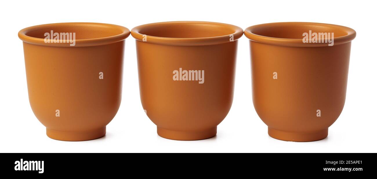 Empty ceramic brown flower pot isolated on white background Stock Photo ...