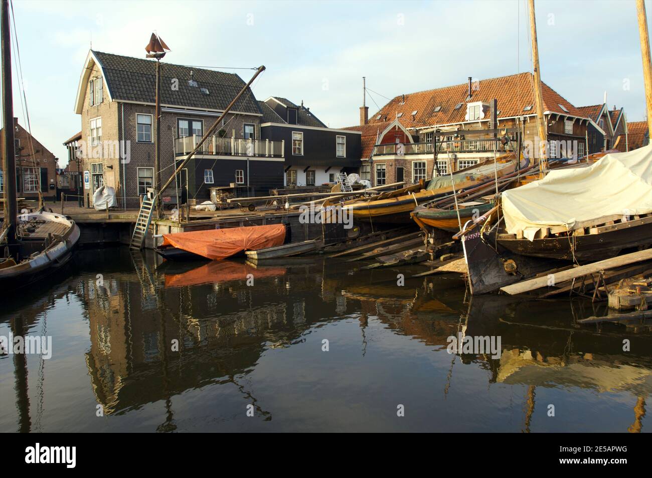 The open air museum with the ship yard of the village of Spakenburg in the Netherlands Stock Photo