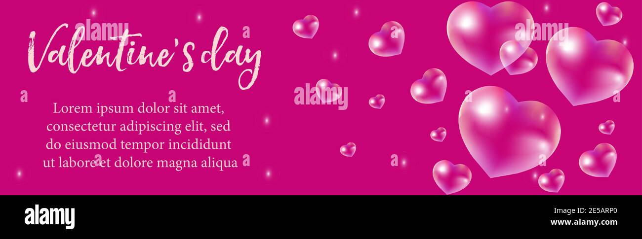 Valentines Day banner with realistic 3D heart. Template for your design ...