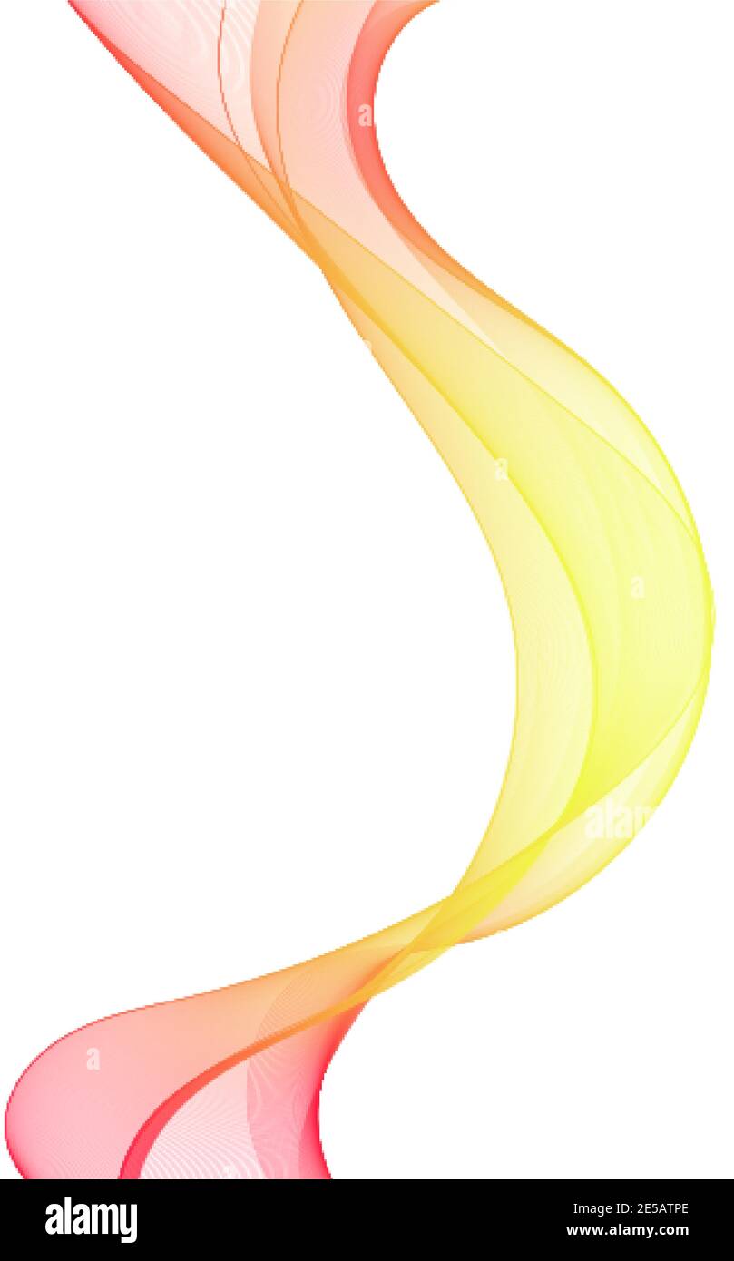 Transparent colored vector wave flow on a white background. Vector abstract background. Orange, red, yellow Stock Vector