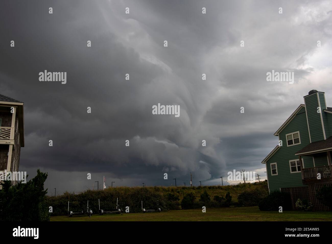 A shelf clouds appears on the leading edge of a storm in Atlantic Beach