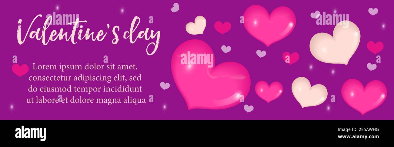 Valentines Day banner with realistic 3D heart. Template for your design ...