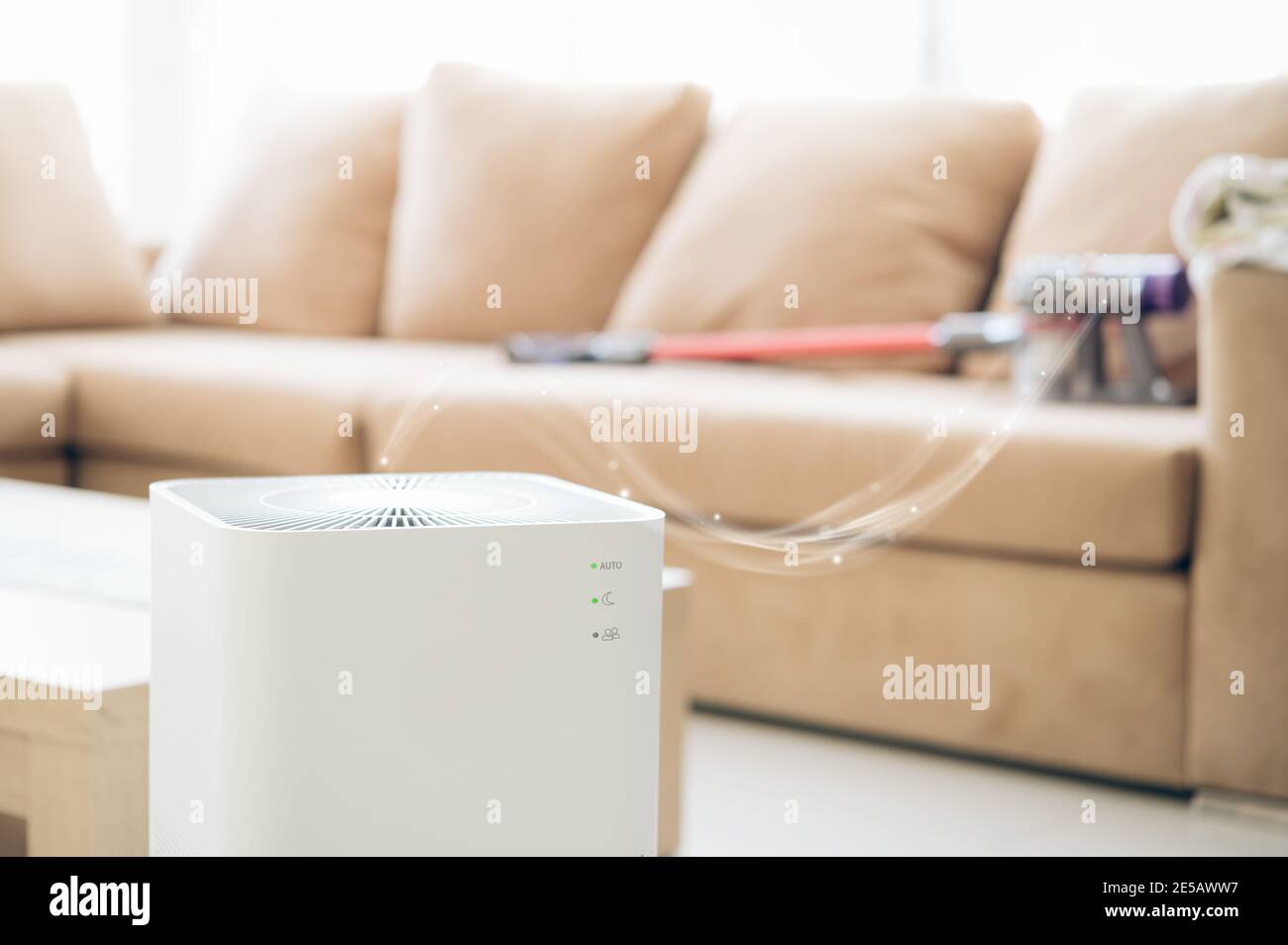 air purifier a living room, air cleaner removing fine dust in house