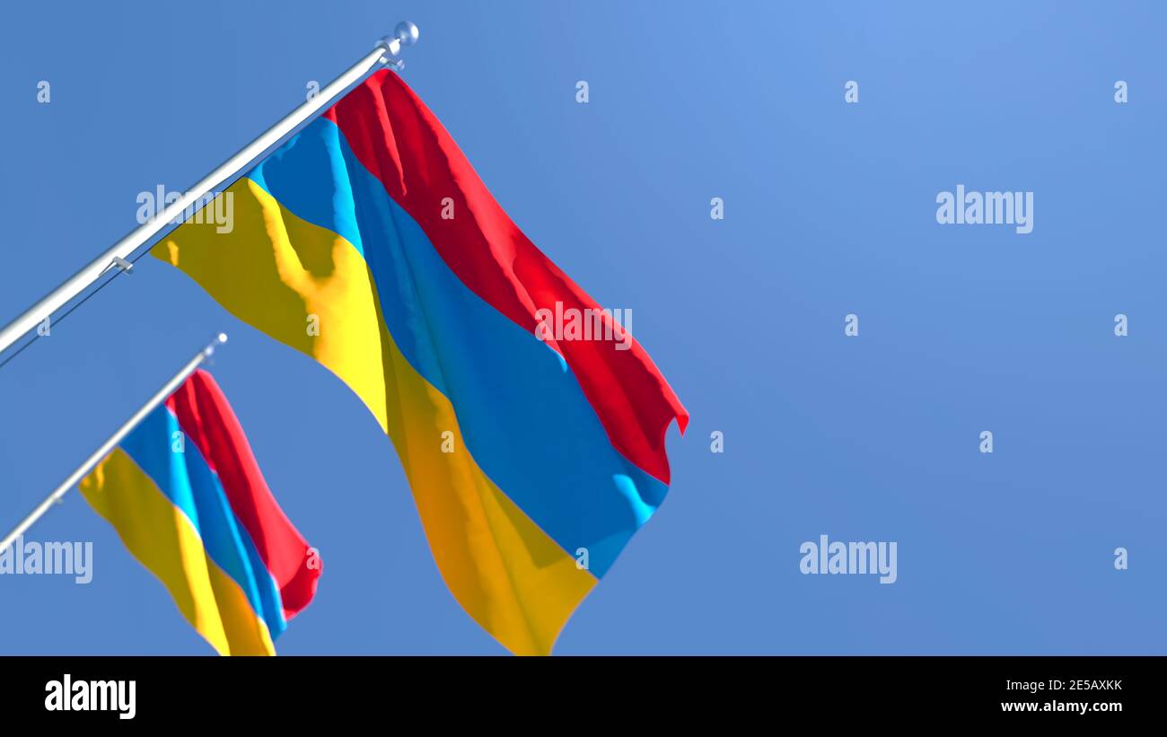 3D rendering of the national flag of Armenia waving in the wind Stock ...