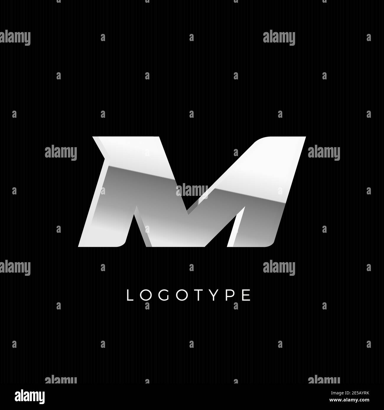 Steel M letter. Business monogram with stainless or chrome effect ...