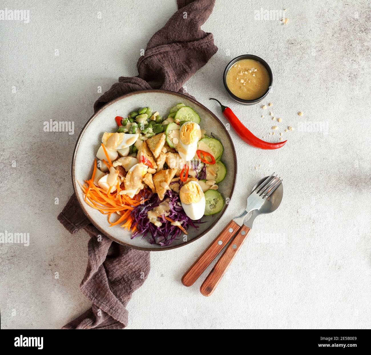 indonesian fresh spicy salad gado gado with peanut sauce Stock Photo ...