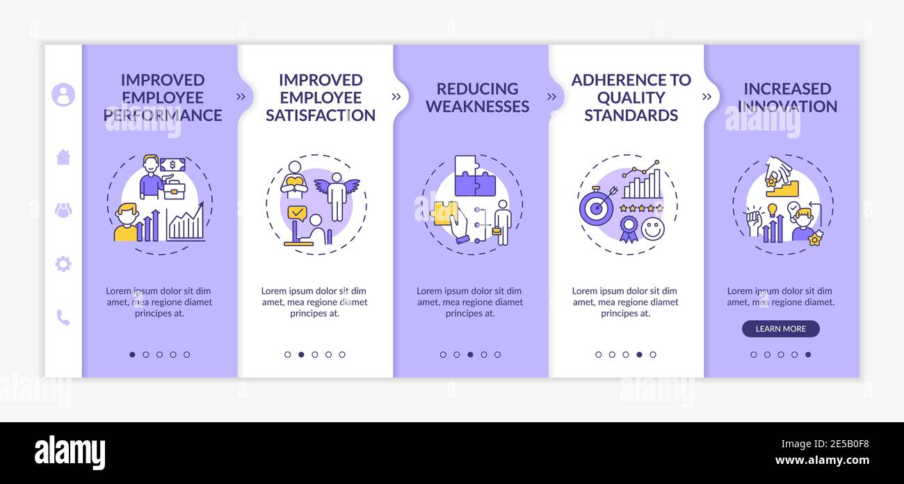 Employee training and developing benefits onboarding vector template Stock Vector