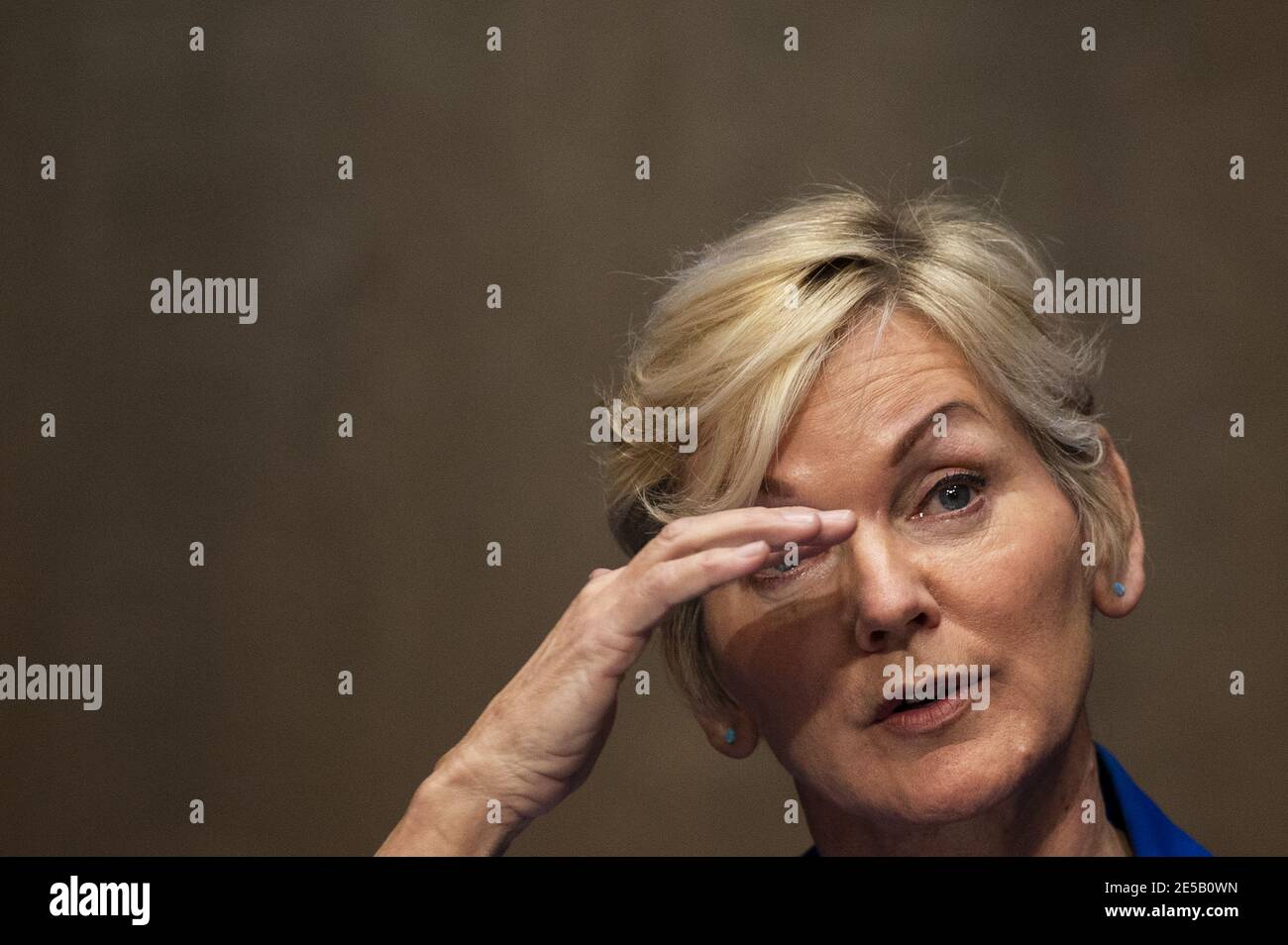 Washington, United States. 27th Jan, 2021. Former Michigan Governor Jennifer Granholm testifies before the Senate Energy and Natural Resources Committee during a hearing to examine her nomination to be Secretary of Energy, on Capitol Hill in Washington, DC, on January 27, 2021. Photo byJim Watson/UPI Credit: UPI/Alamy Live News Stock Photo