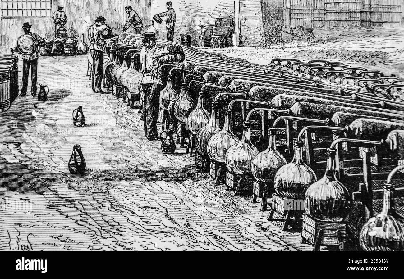 fabrication du fulminate de mercure   ,les grandes usines de turgan ,edition hatier 1888 Stock Photo