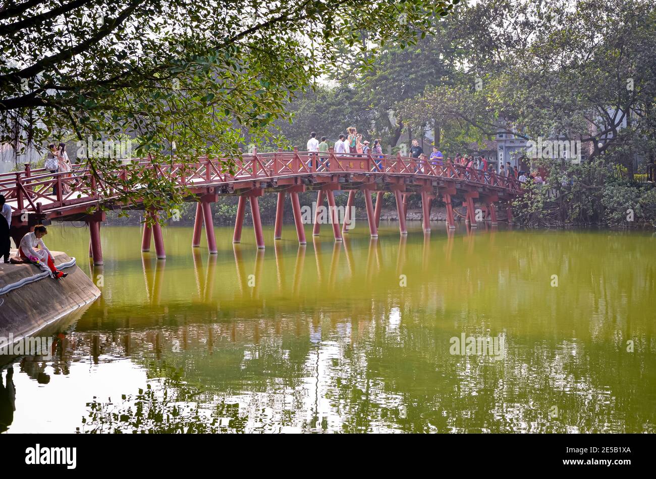 Red Huc Bridge, Hanoi, Vietnam Stock Photo