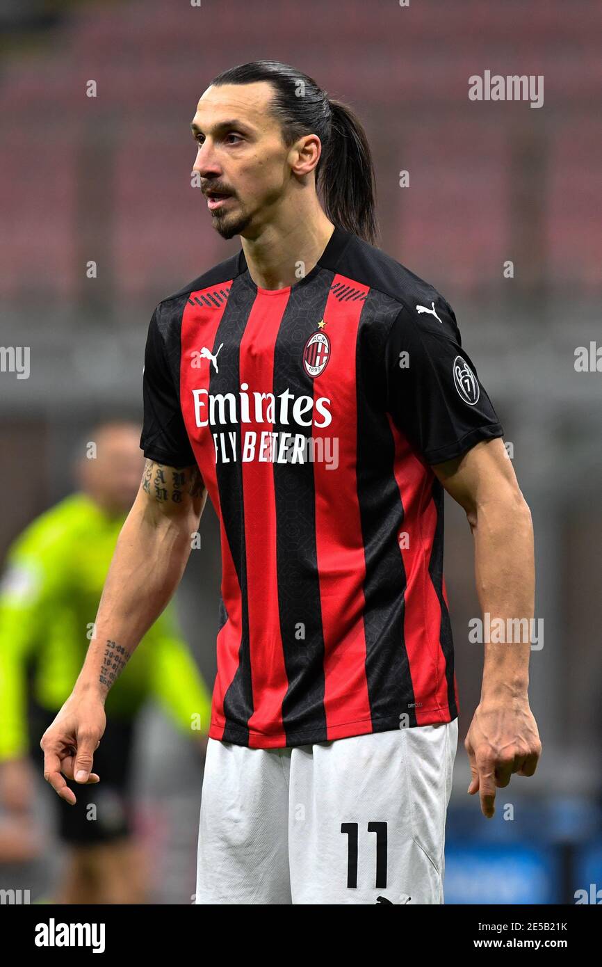 Milano, Italy. 26th Jan, 2021. Zlatan Ibrahimovic (11) of AC Milan seen in  the Coppa Italia match between Inter and AC Milan at San Siro in Milano.  (Photo Credit: Gonzales Photo/Alamy Live