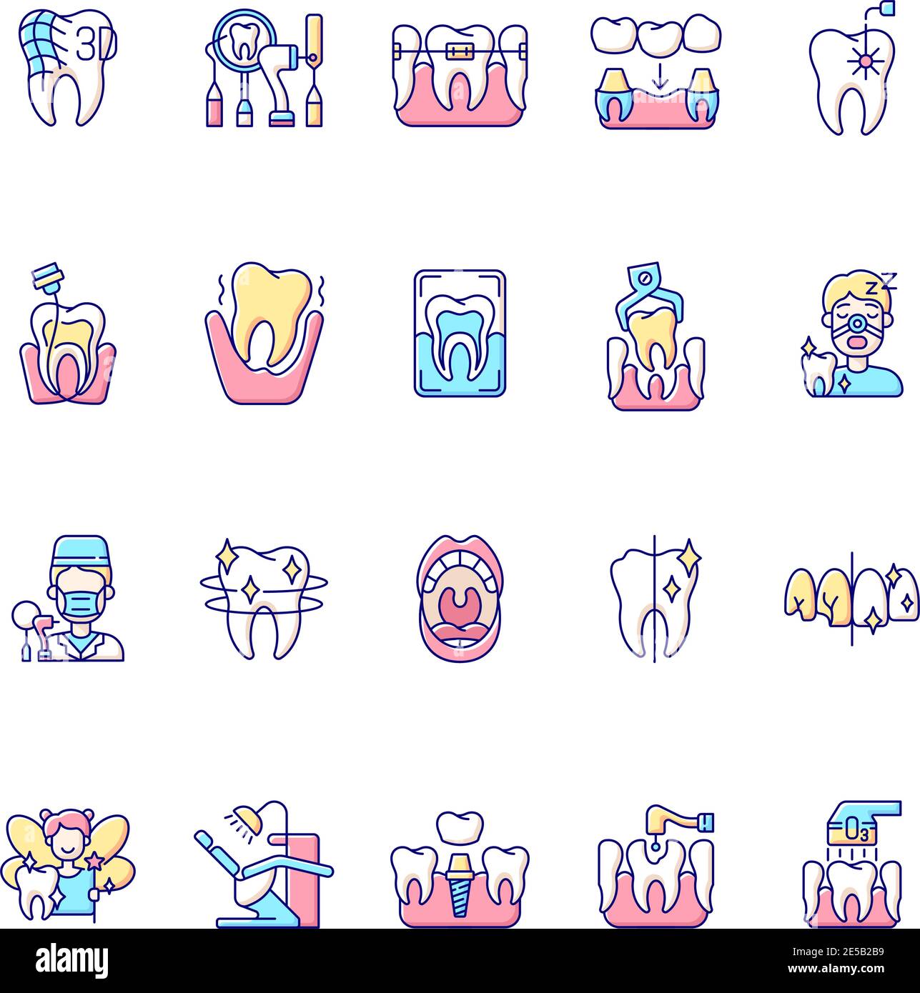 Professional stomatology RGB color icons set Stock Vector Image & Art ...
