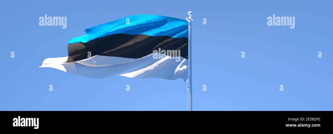 3D rendering of the national flag of Estonia waving in the wind Stock ...
