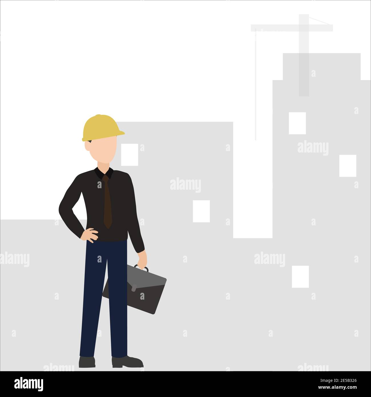 man architect in helmet holds a briefcase. happy engineer panning ...