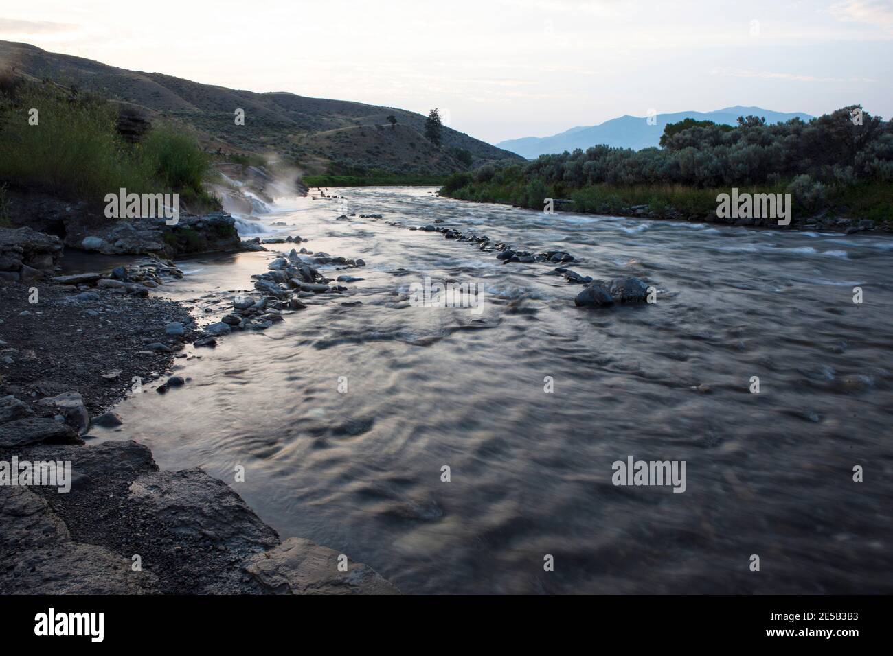 Where Boiling River meets the Gardner River, Yellowstone National Park