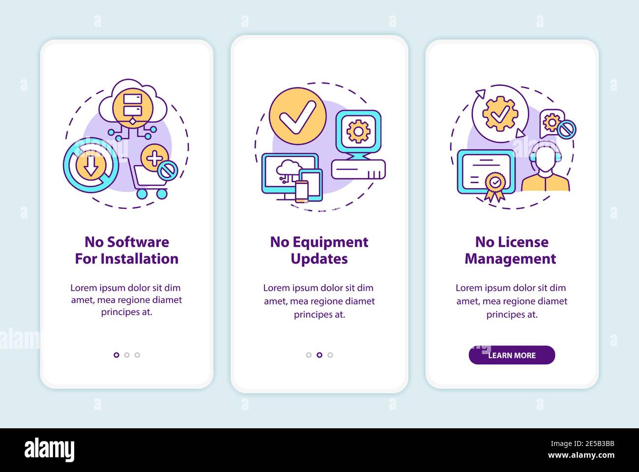 SaaS benefits onboarding mobile app page screen with concepts Stock ...