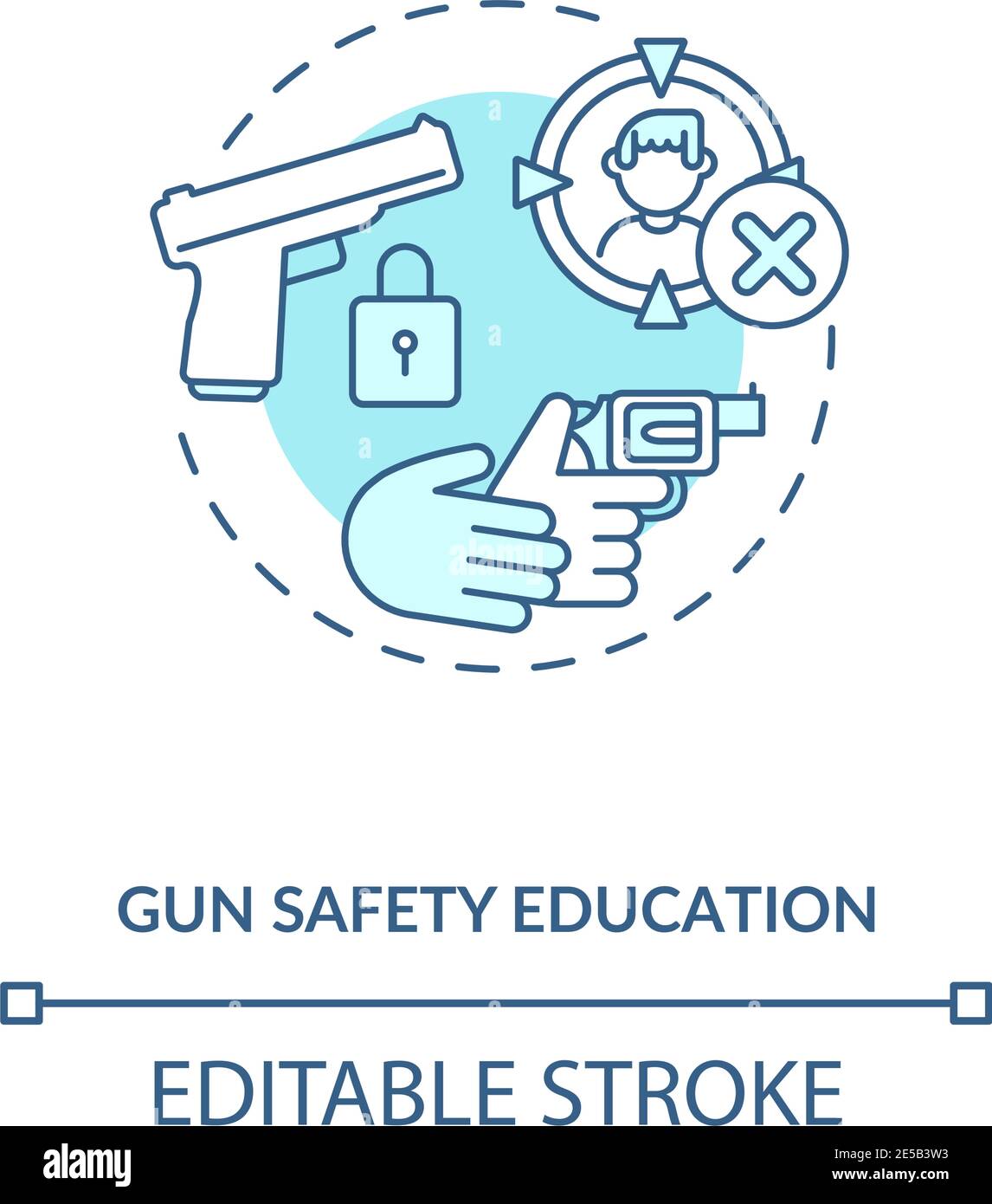 Gun safety education turquoise concept icon Stock Vector Image & Art