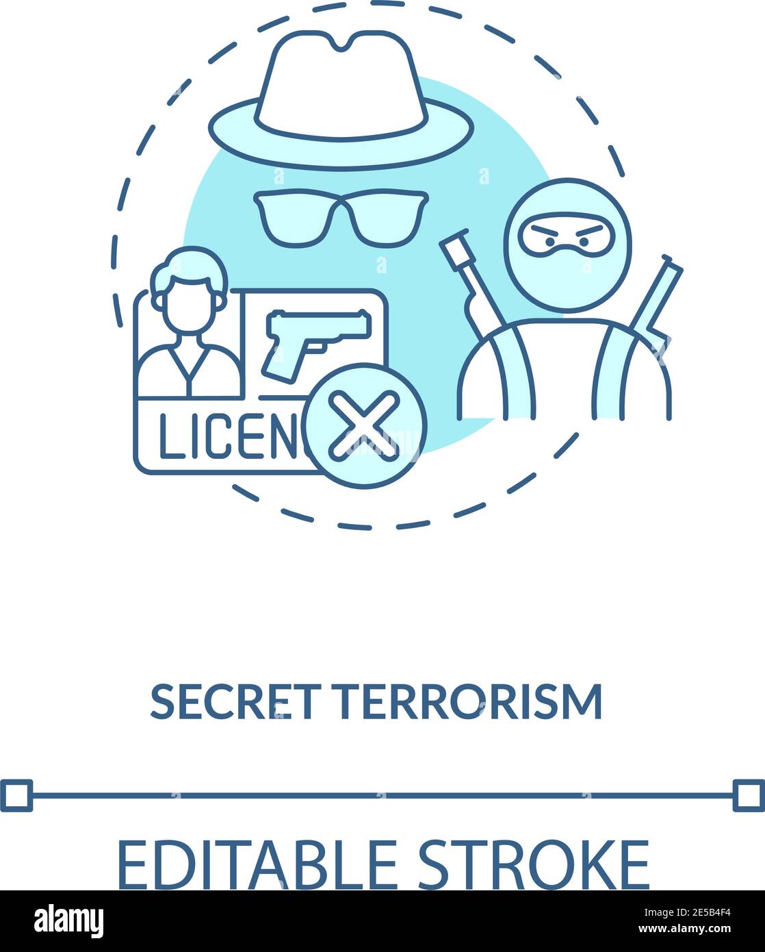 Secret terrorism turquoise concept icon Stock Vector