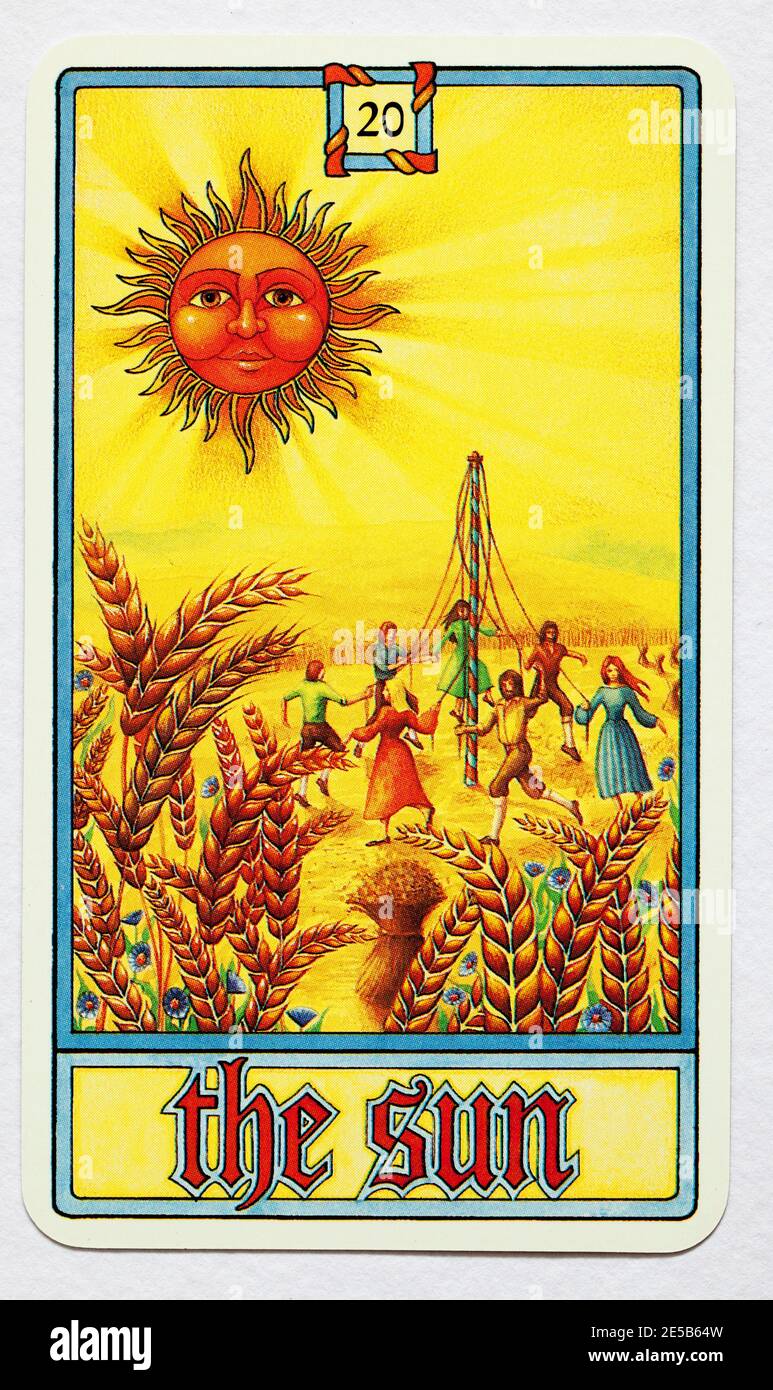 THE SUN CARD from a pack of Psy Cards - The Great Game of the Human Heart Stock Photo