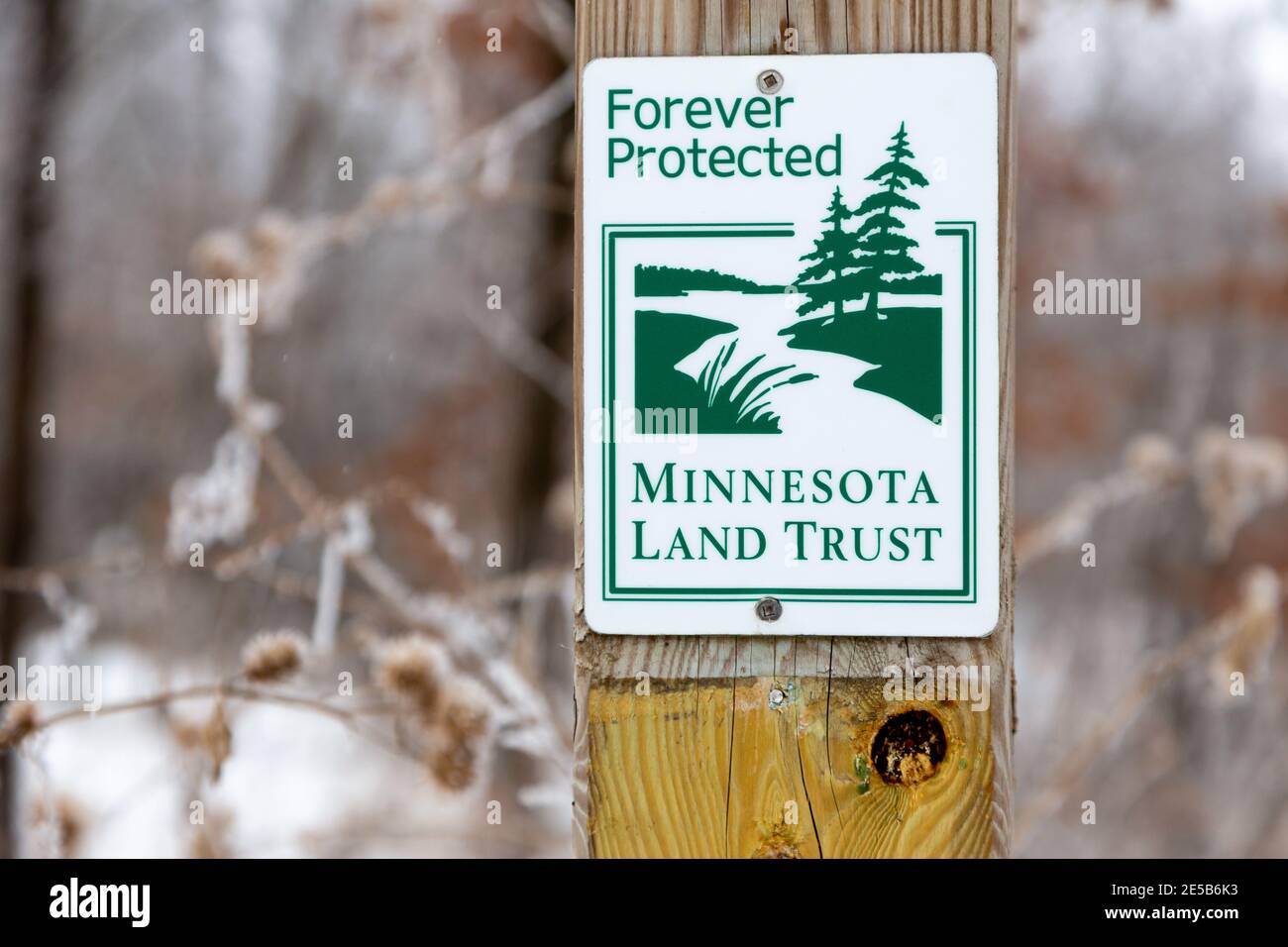 STILLWATER, MN, USA JANUARY 9, 2021 Minnesota Land Trust sign and