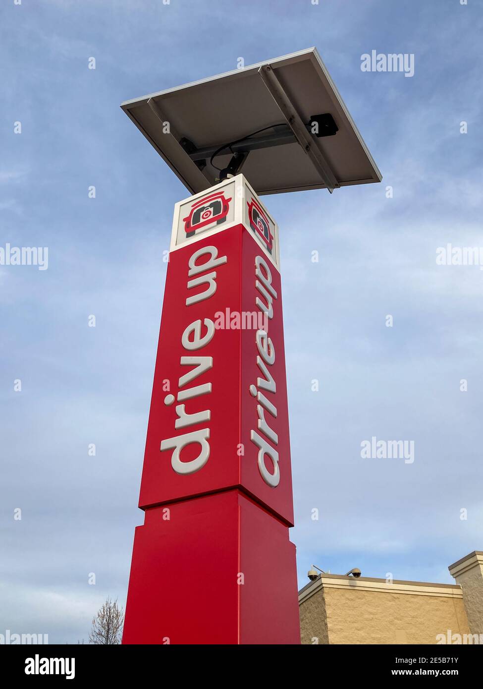 HUDSON, WI, USA DECEMBER 22, 2020 Target drive up deliverly sign and