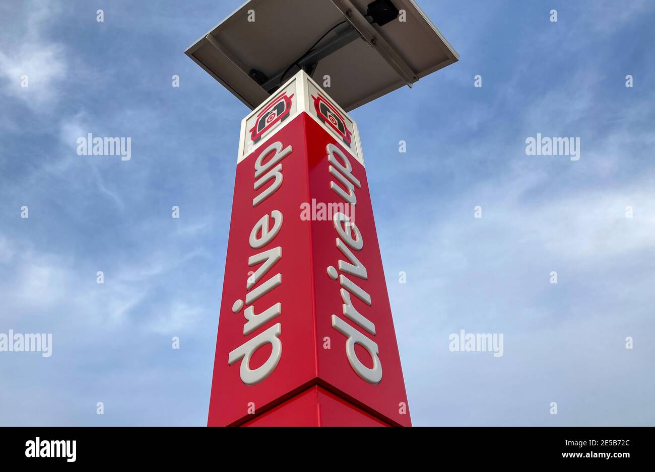HUDSON, WI, USA DECEMBER 22, 2020 Target drive up deliverly sign and