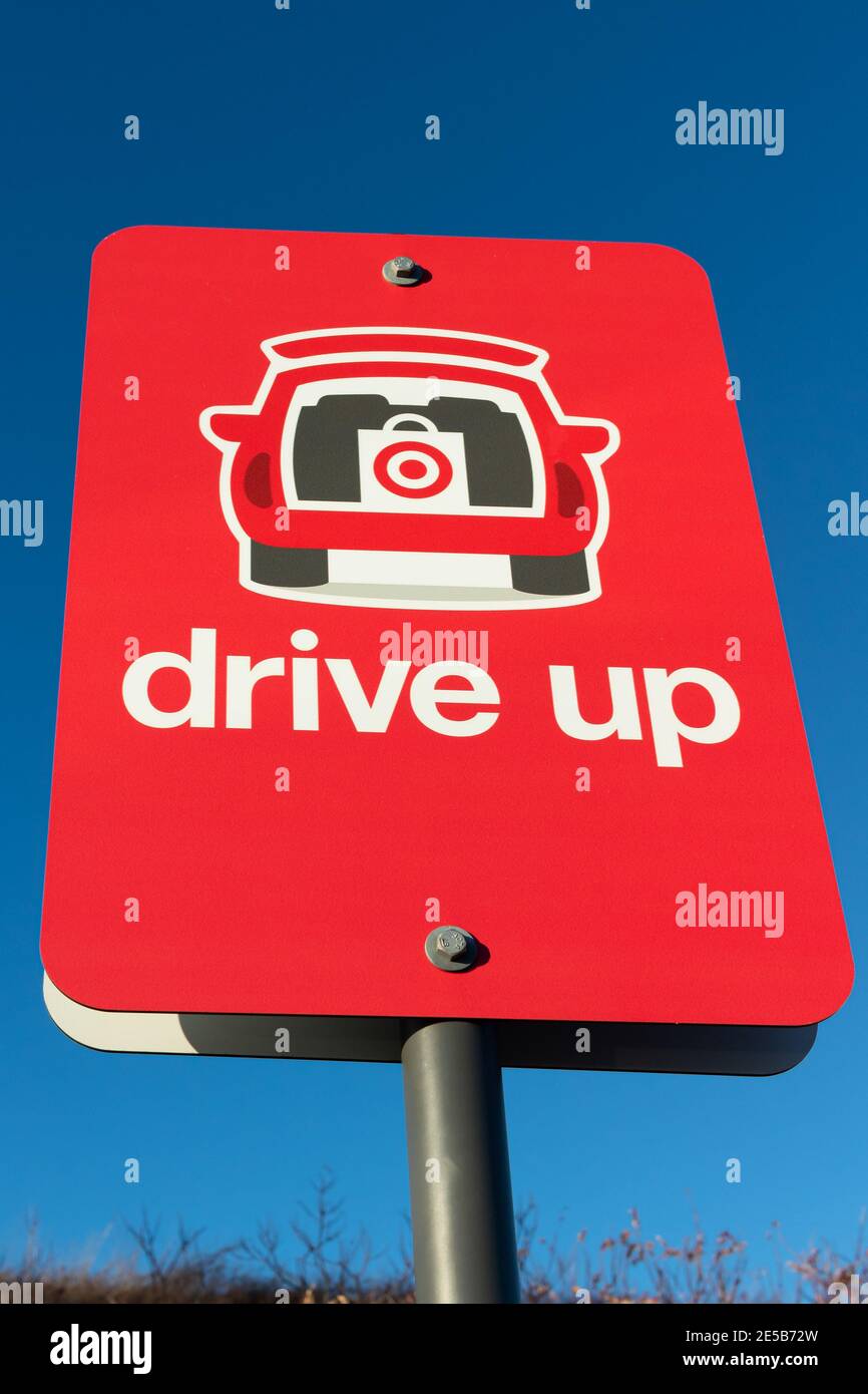 HUDSON, WI, USA DECEMBER 4, 2020 Target drive up deliverly sign and