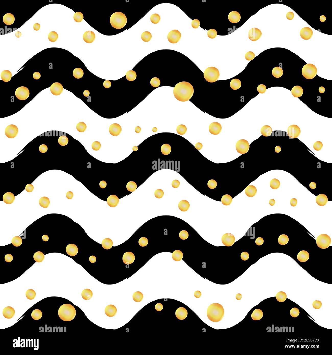 Black and white geometric background Wave seamless pattern with gold ...