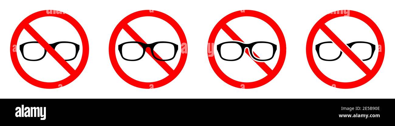 Glasses ban icon. Glasses is prohibited. Stop or ban red round sign ...