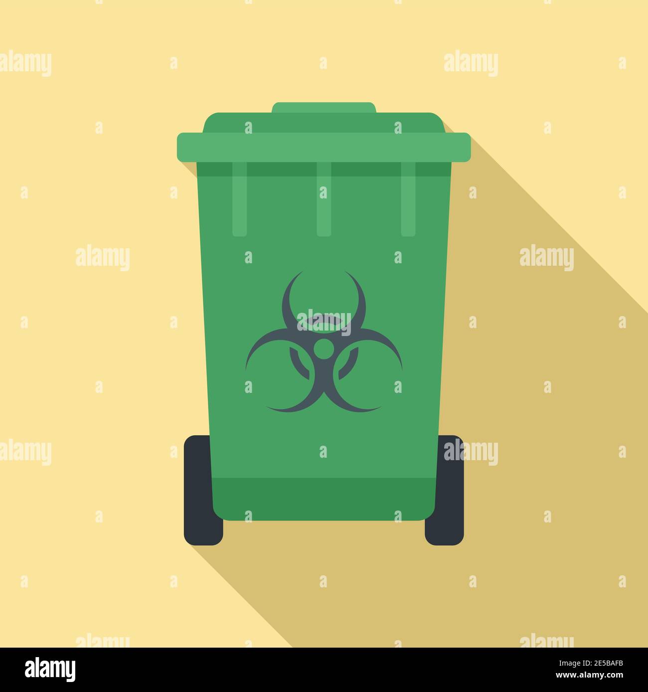 Biohazard garbage cart icon, flat style Stock Vector
