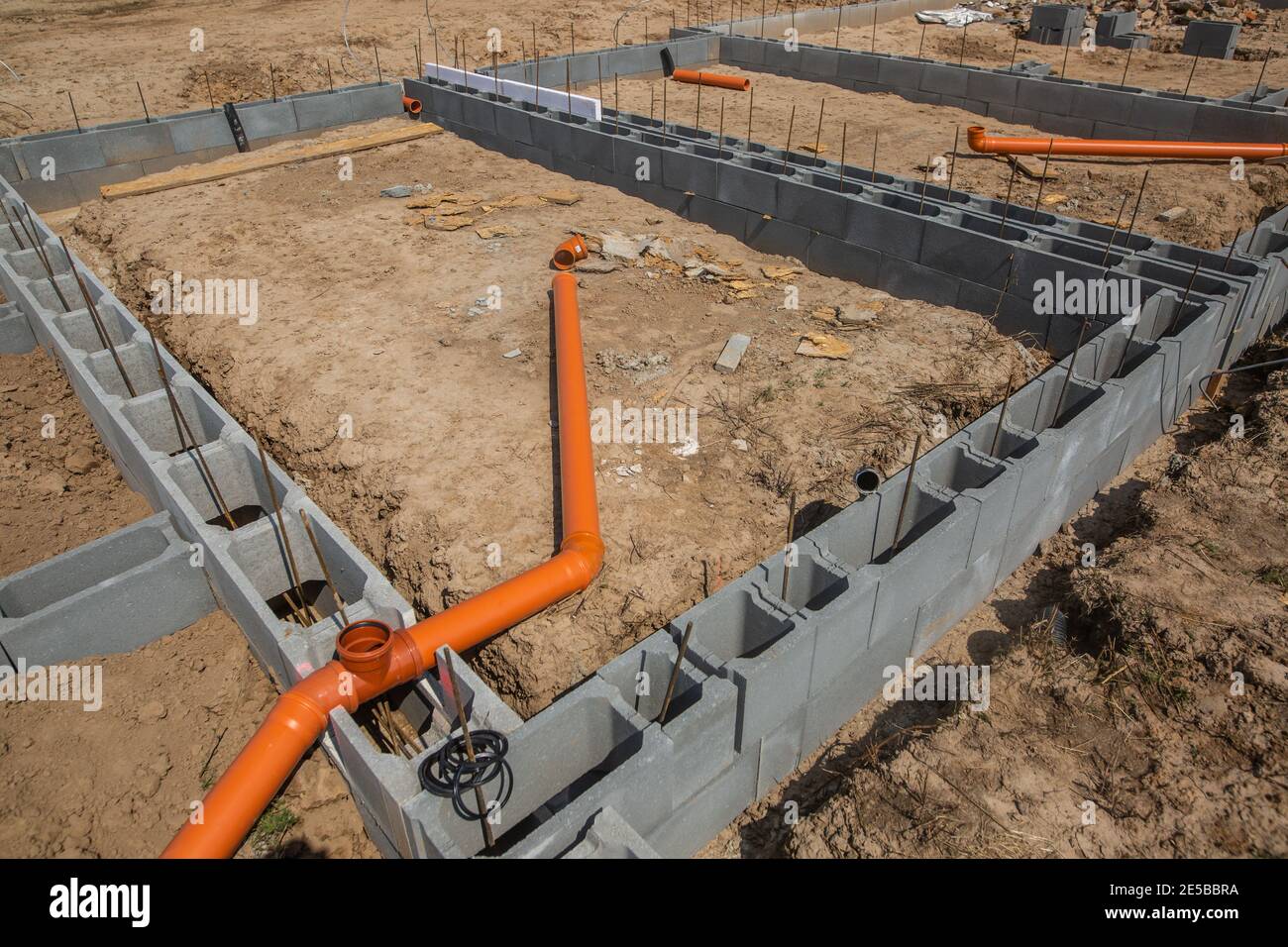 Building Concrete Foundation For Wooden Rural Fence Foundation For Fence Stock Photo Alamy