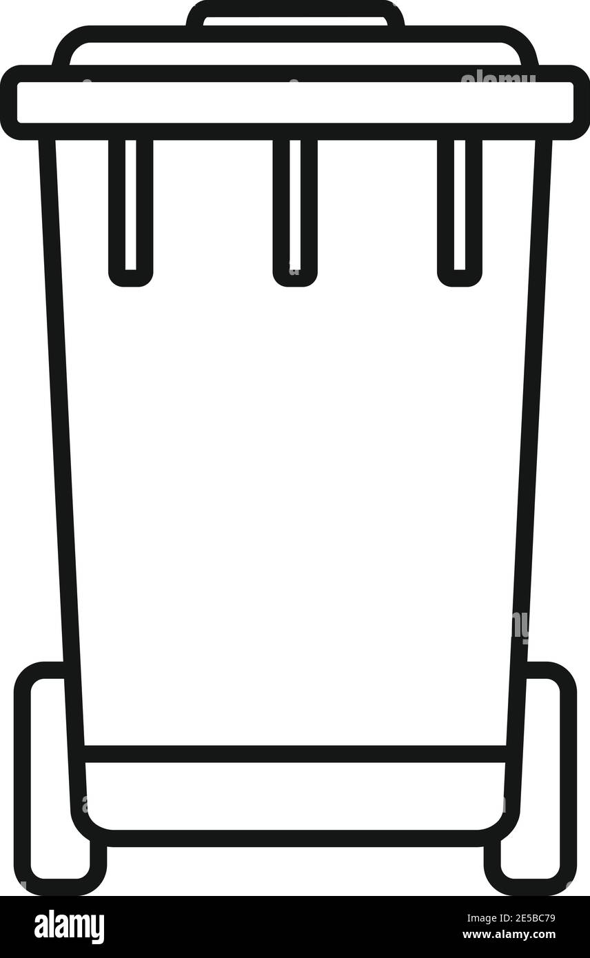 Biohazard garbage cart icon, outline style Stock Vector