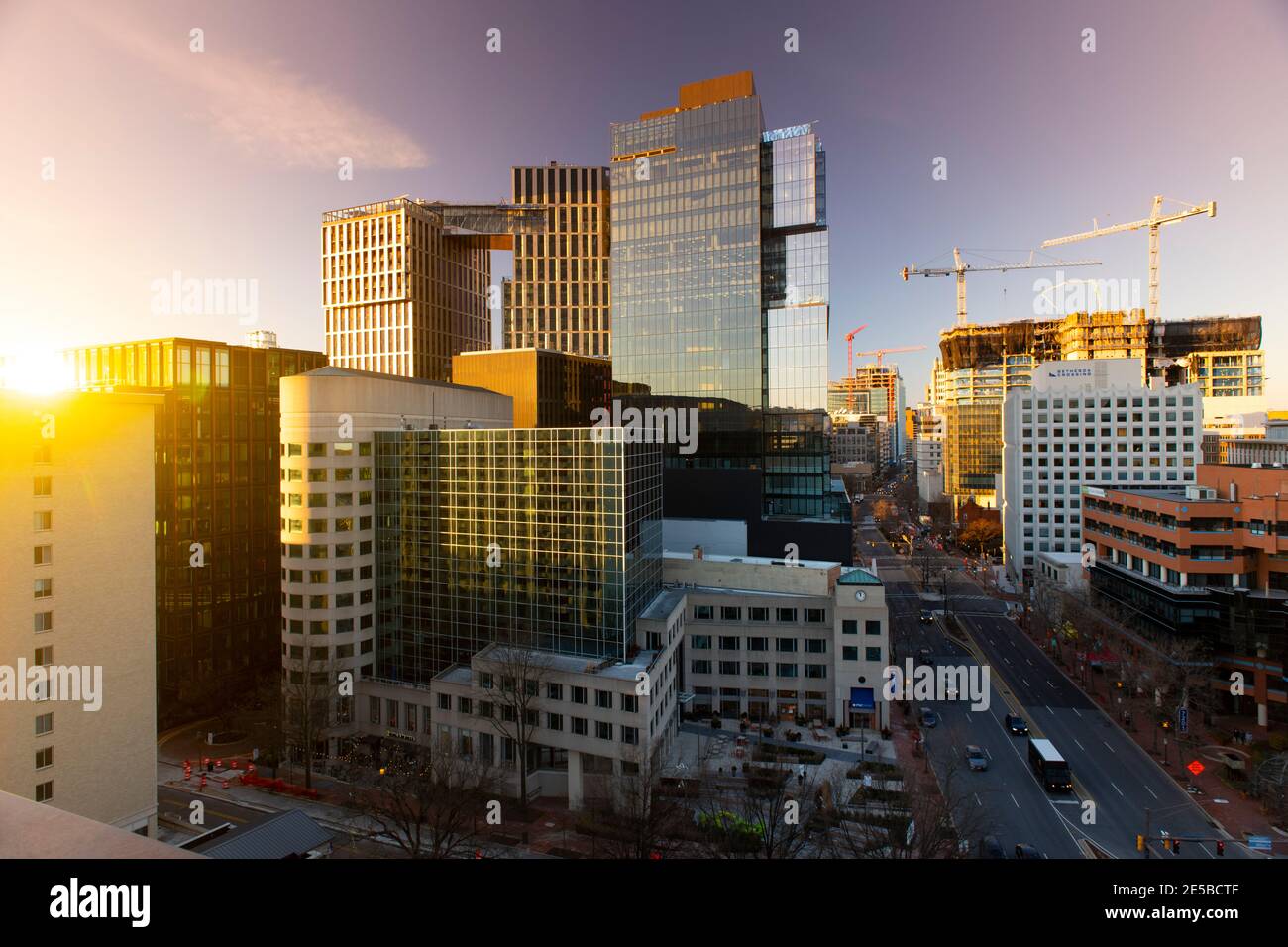 USA Maryland MD Bethesda skyline at evening with new construction of office and residential buildings Stock Photo