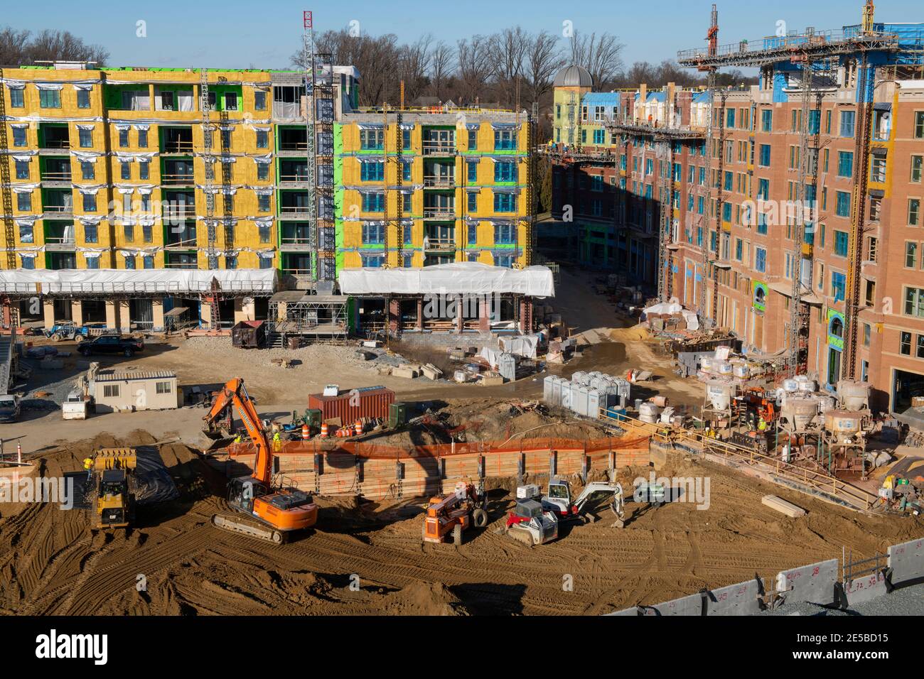 USA Chevy Chase Maryland MD Construction of new apartments and retail Stock Photo