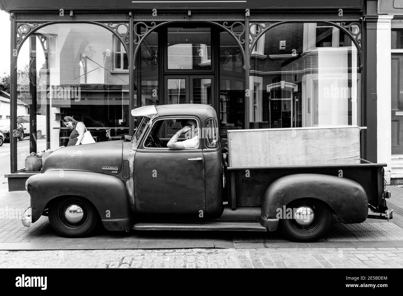 A Classice Chevrolet 3100 Car/Truck Outside A Shop In The Town Of Lewes, East Sussex, UK. Stock Photo