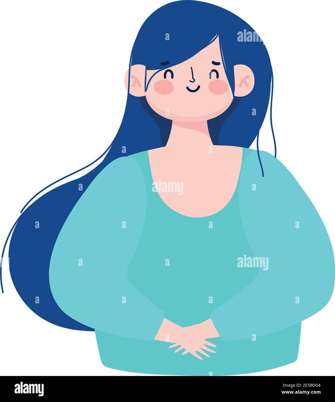 cartoon female woman blue hair character young icon vector illustration Stock Vector Image Art Alamy