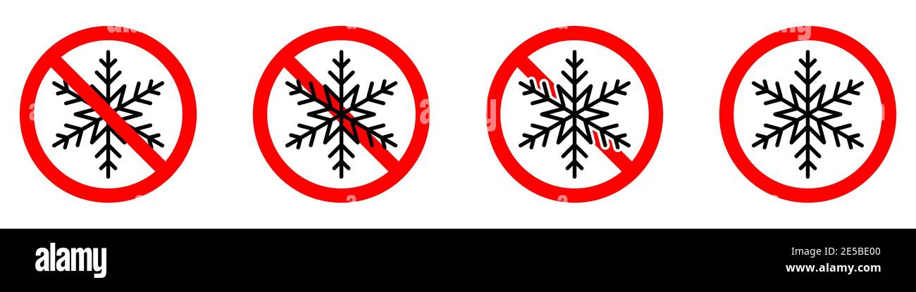 Stop or ban red round sign with snowflake icon. Vector illustration ...