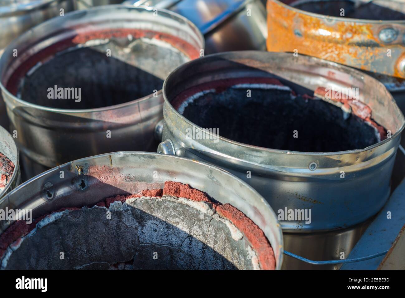 Old Paint Buckets Cans industry Stock Photo Alamy
