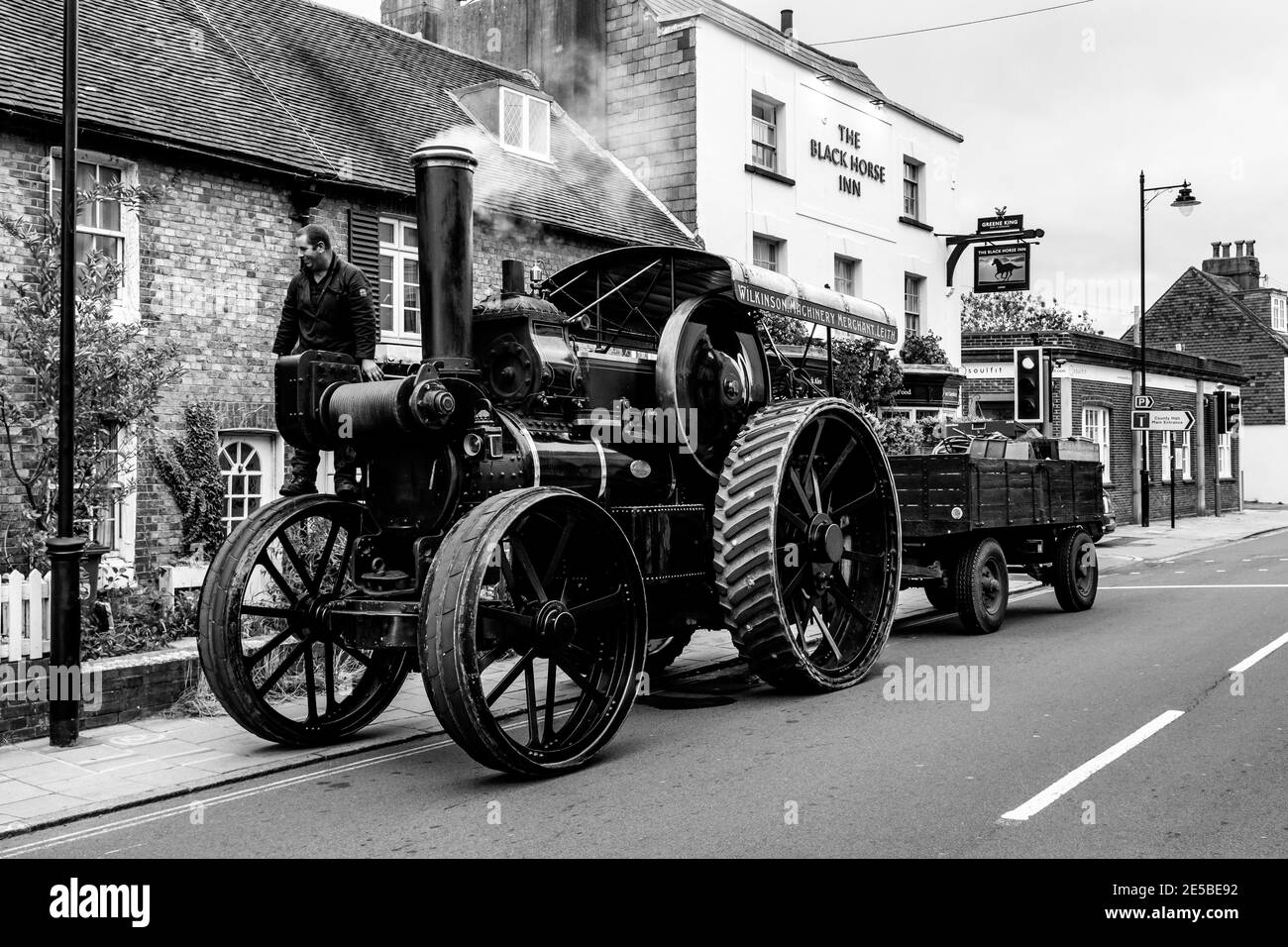 A Steam Traction Engine In The High Street, Lewes, East Sussex, UK